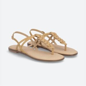 MARKET & SPRUCE IVEY BRAIDED T-STRAP LEATHER SANDALS TAN - 9
